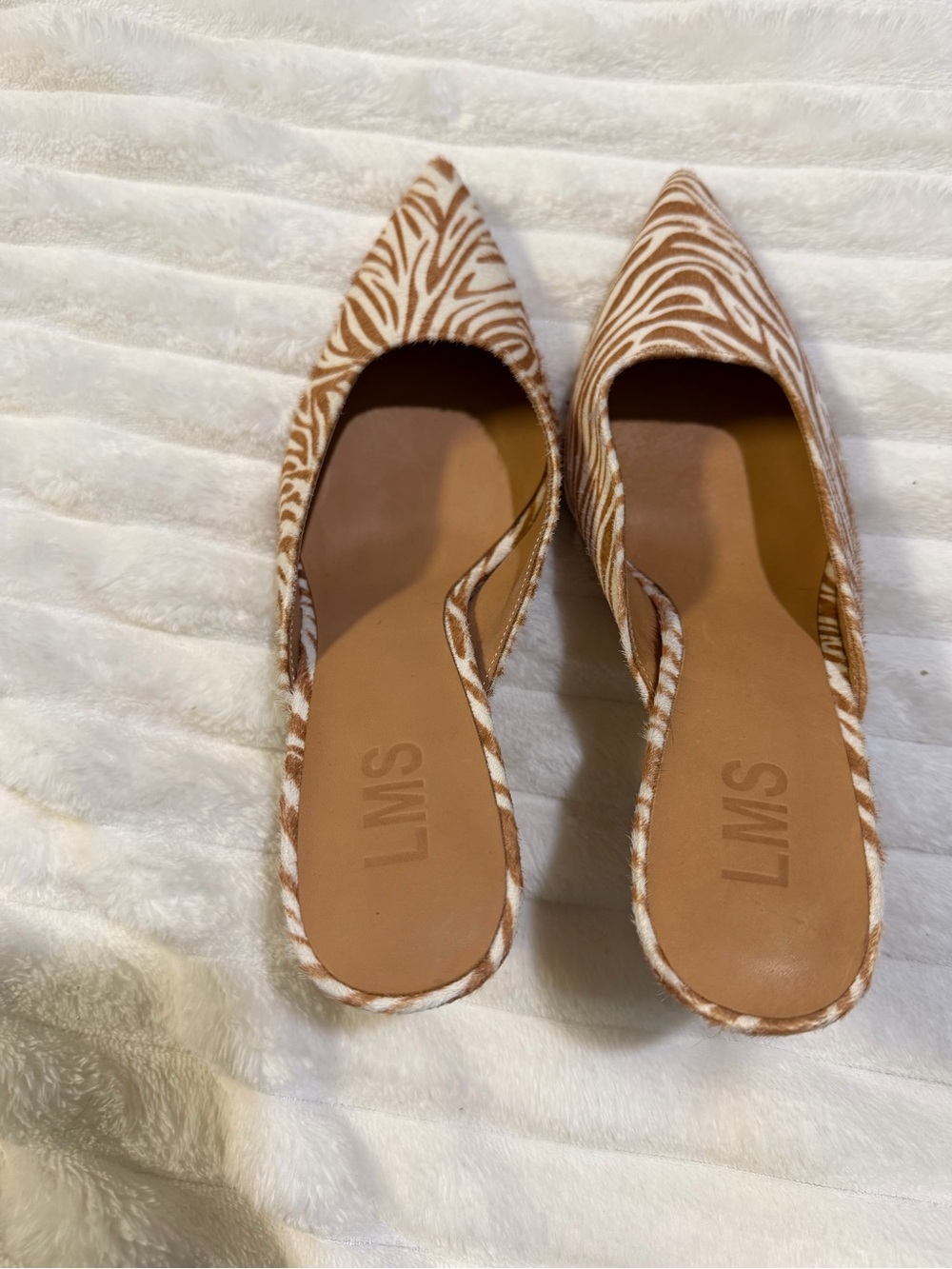 LMS Brown Zebra-Print Pointed Toe Mules